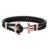 Bracelet Ancre Phrep Or Rose Cuir Noir