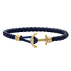 Bracelet Ancre Phrep Lite Or Cuir Bleu Marine