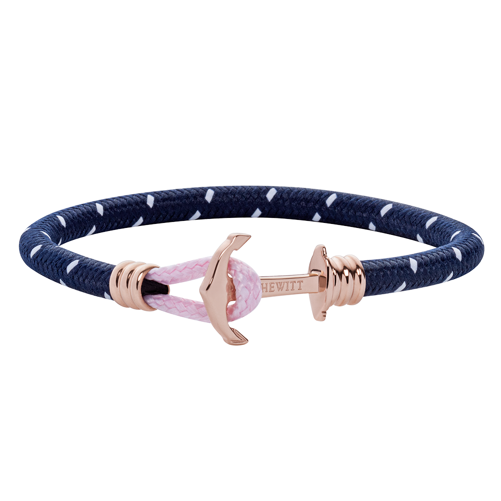 Anchor Bracelet Phrep Lite Rose Gold Nylon Navy Blue White Light Pink