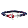 Bracelet Ancre Phrep Lite Argent Nylon Bleu Marine Rouge Blanc