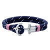 Bracelet Ancre Phrep Argent Nylon Bleu Marine Blanc Rose Clair