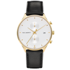 Montre Chrono Blanc Sable Or Cuir Noir