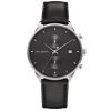 Montre Chrono Black Sunray Noir Argent Cuir Marron