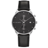 Watch Chrono Line Midnight Ocean Stainless Steel Leather Watch Strap Black
