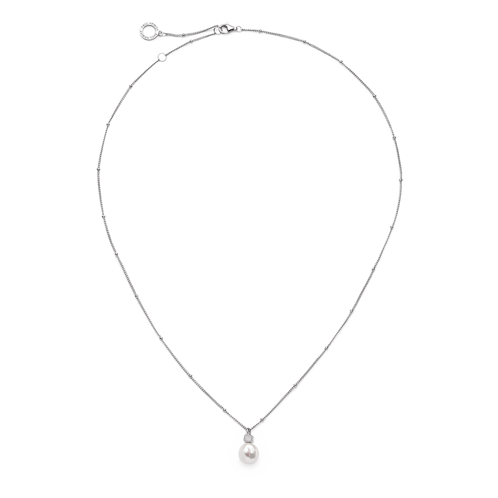 Ocean Pearl Necklace Sterling Silver Rhodium Plated