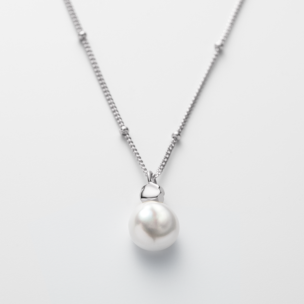 Ocean Pearl Necklace Sterling Silver Rhodium Plated