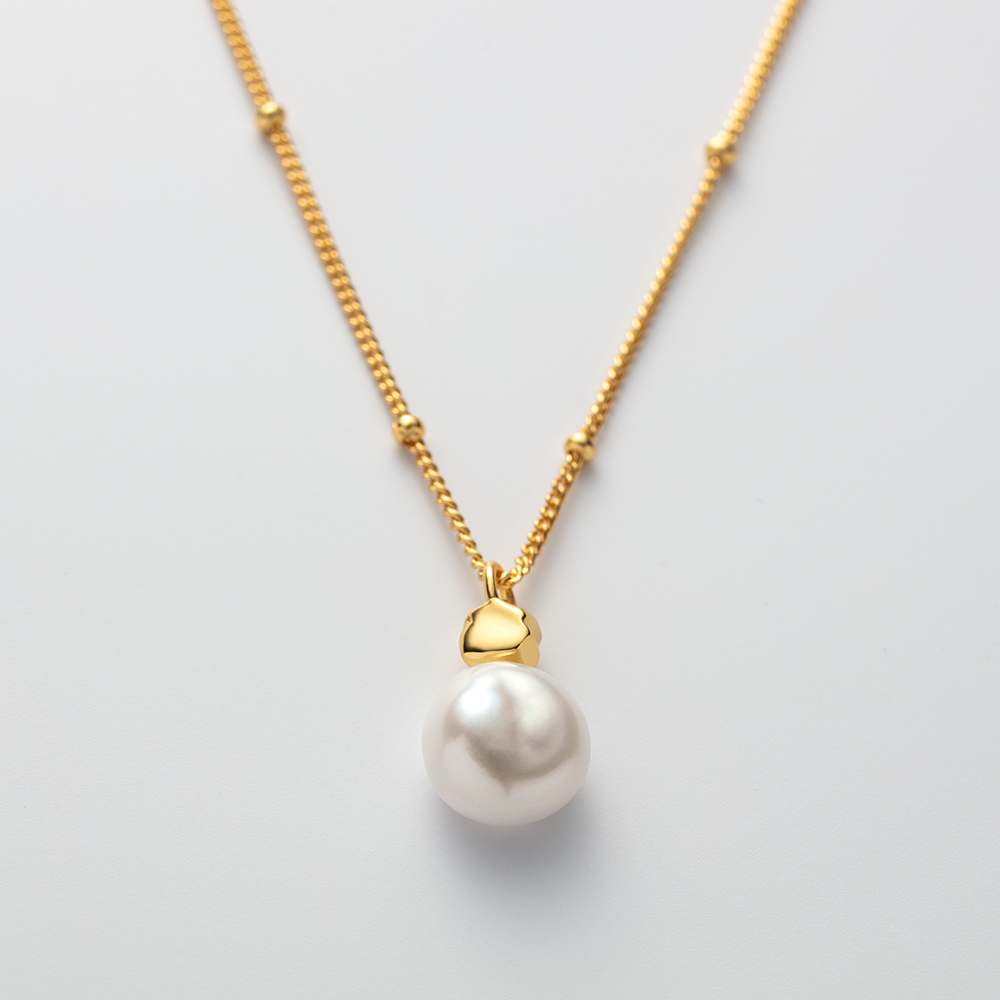 Ocean Pearl Necklace Sterling Silver Gold Plated