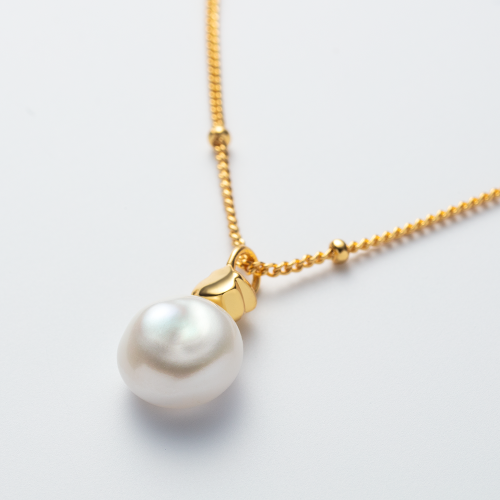 Ocean Pearl Necklace Sterling Silver Gold Plated