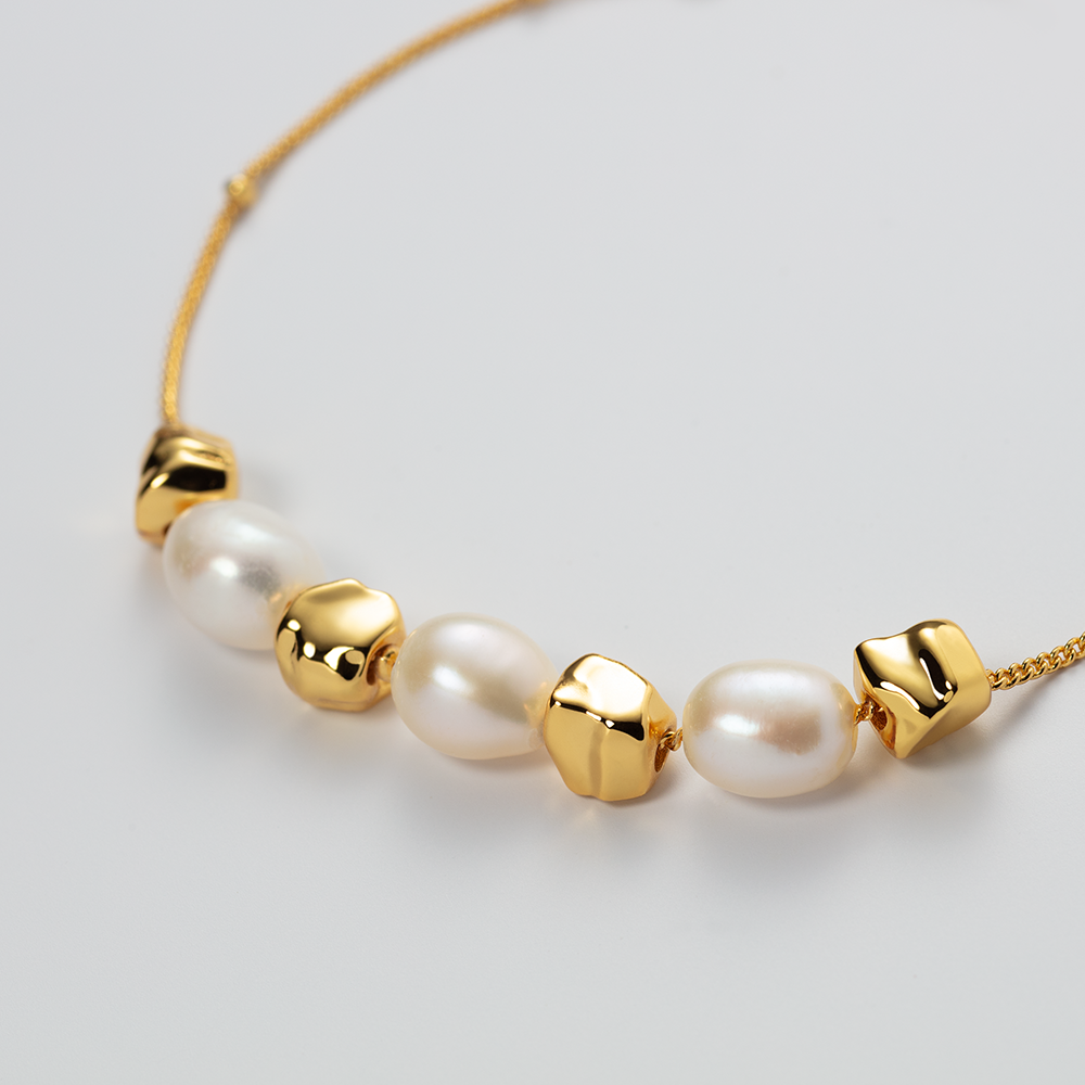 Ocean Pearl Bracelet Sterling Silver Gold Plated