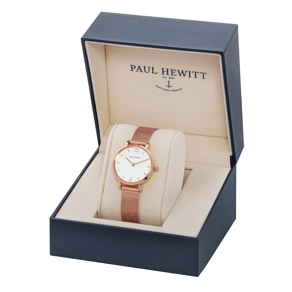 Montre Modest White Sand Rose Gold Mesh