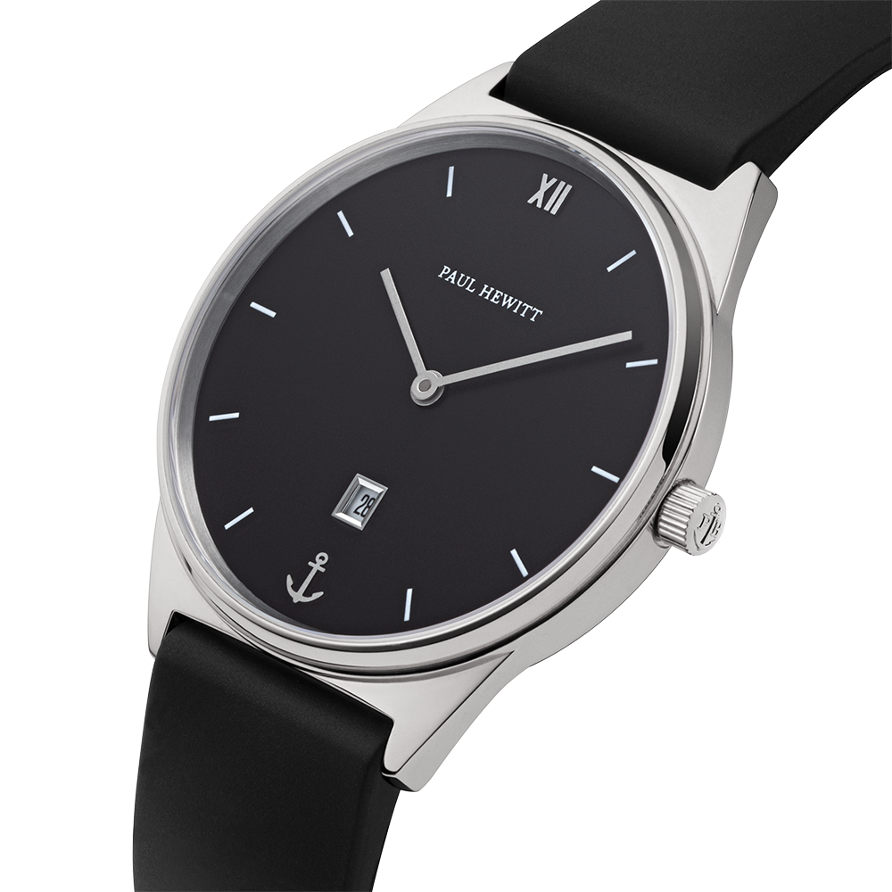 Watch Praia Black Sea Silver Natural Rubber