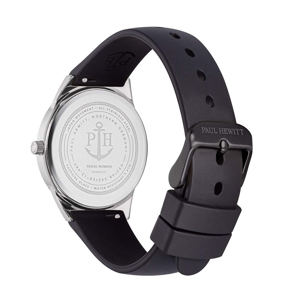 Watch Praia Black Sea Silver Natural Rubber