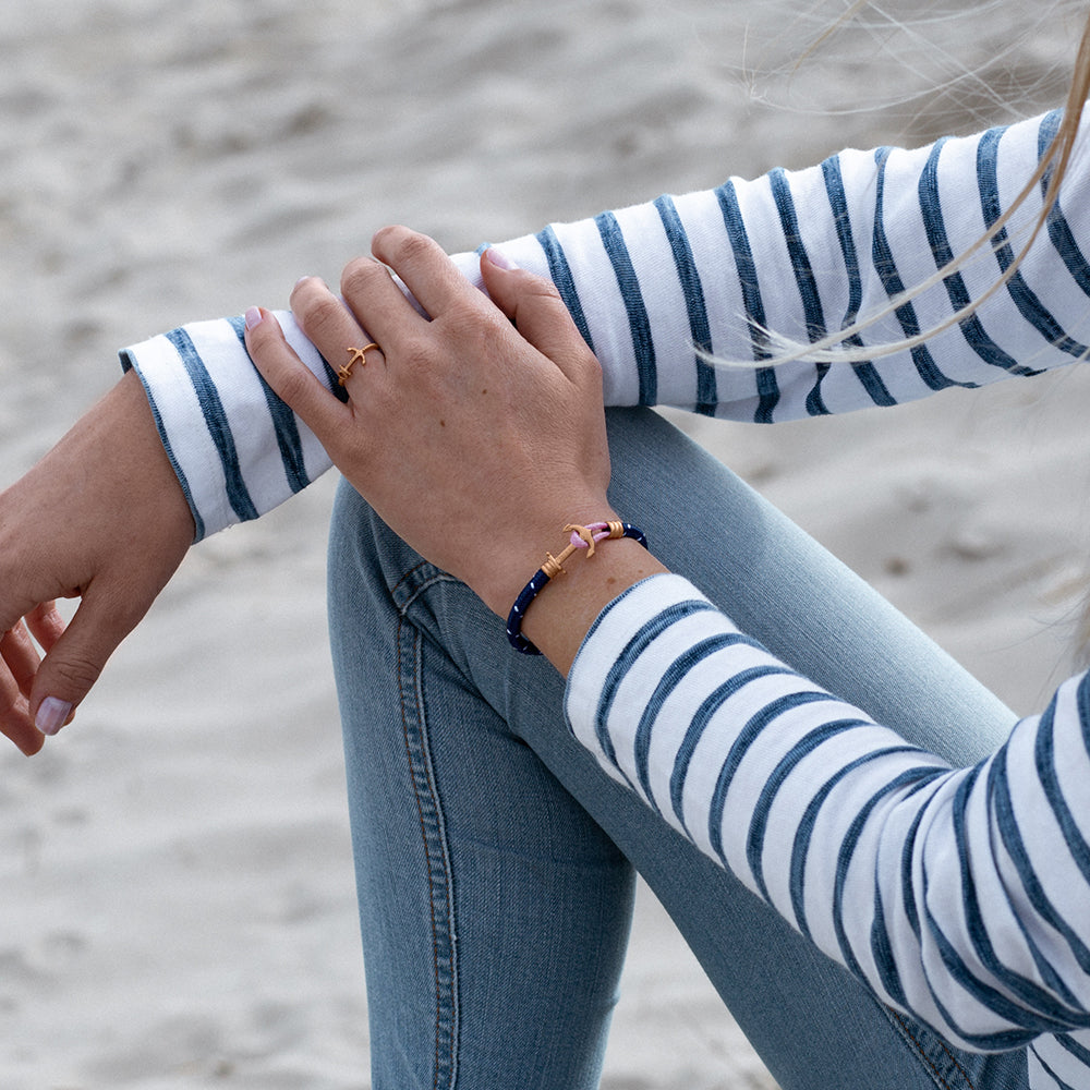 Anchor Bracelet Phrep Lite Rose Gold Nylon Navy Blue White Light Pink