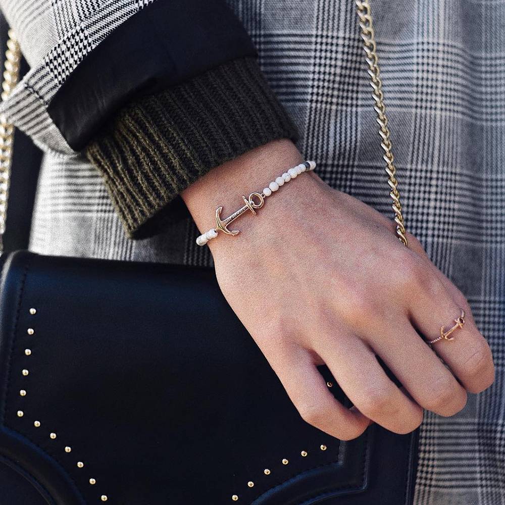 Anchor Spirit Beads Bracelet Rose Gold Marble