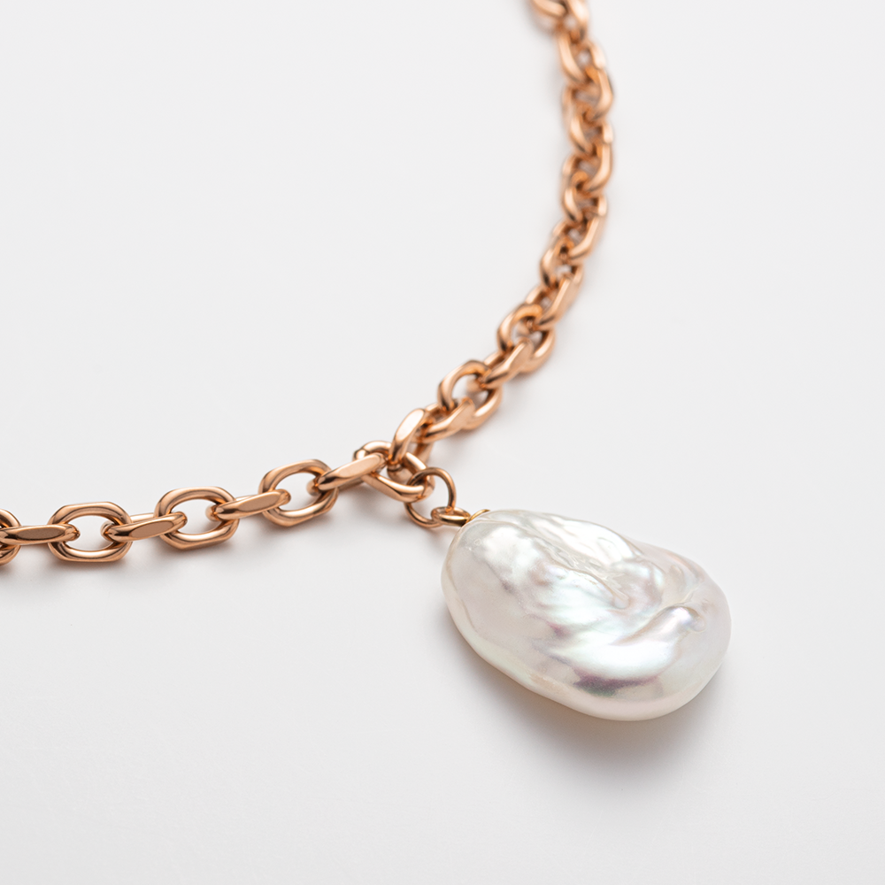 Treasure Mixed Pearl Necklace Rose Gold